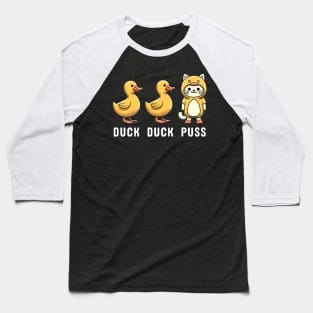 Funny Duck Goose Cat Pun Meme Kids Funny Duck Baseball T-Shirt